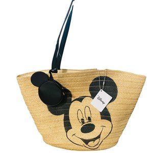 NEW Disney x Primark Mickey Mouse Straw Beach Bag Vacation Summer Coin Purse NWT